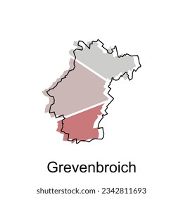 map of Grevenbroich geometric vector design template, national borders and important cities illustration