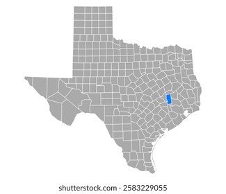 Map of Grimes in Texas on white