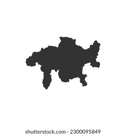 Map of Grisons canton. Silhouette map of Grisons canton of Switzerland. Grisons region map