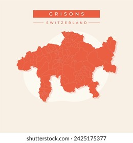 Map of Grisons canton. Silhouette map of Grisons canton of Switzerland. Grisons region map