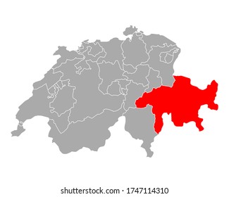 Map of Grisons in Switzerland on white