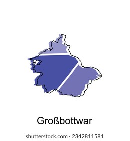 map of Grobbottwar geometric vector design template, national borders and important cities illustration