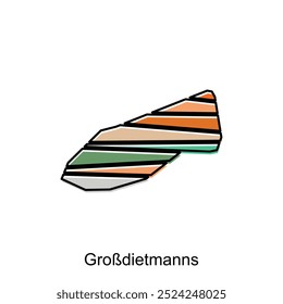 Map of GroBdietmanns design illustration, vector symbol, sign, outline, World Map International vector template on white background