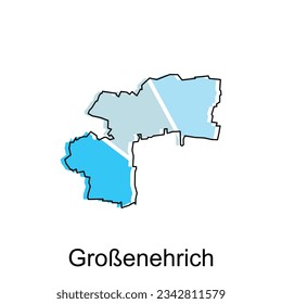 map of Grobenehrich geometric vector design template, national borders and important cities illustration
