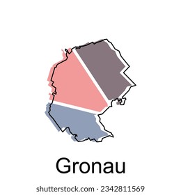 map of Gronau geometric vector design template, national borders and important cities illustration
