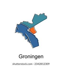 Karte des modernen Groninger Umrisses, Hochdetaillierte Vektorgrafik-Design-Vorlage, geeignet für Ihr Unternehmen