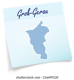 Map of Gross-Gerau as sticky note in blue