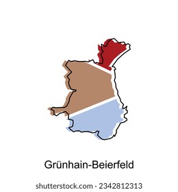 map of Grunhain Beierfeld geometric vector design template, national borders and important cities illustration
