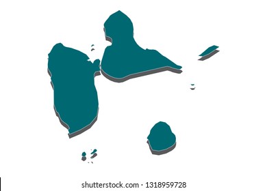 Map of guadeloupe, Detailed vector map with counties, regions, province, states, High detailed blue vector map – Guadeloupe map. - Vector