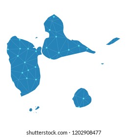Map of Guadeloupe from Polygonal wire frame low poly mesh,Guadeloupe map Vector Illustration EPS10.
