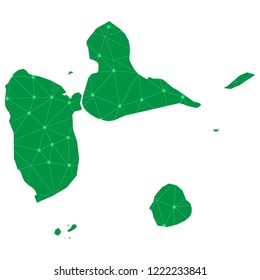 Map of Guadeloupe from Polygonal wire frame low poly mesh,Guadeloupe map Vector Illustration EPS10.