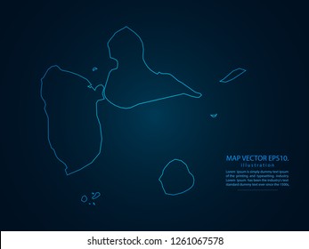 Map of guadeloupe,Abstract mash line and point scales on dark background for your web site design map logo, app, ui,Travel. Vector illustration eps 10.