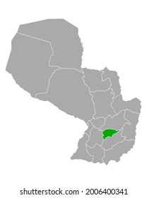 Map of Guaira in Paraguay on white