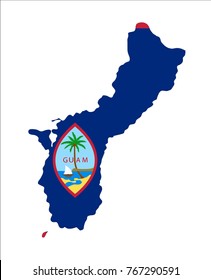 Map Of Guam (U.S.) With Flag Isolated On White Background.
