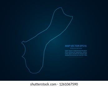 Map of guam,Abstract mash line and point scales on dark background for your web site design map logo, app, ui,Travel. Vector illustration eps 10.