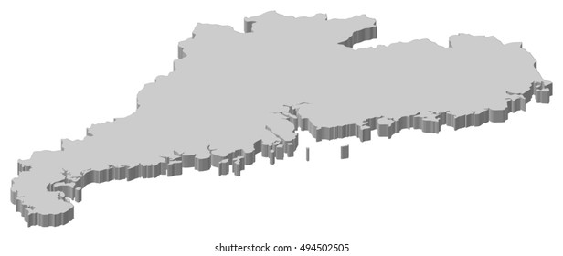 Map - Guangdong (China) - 3D-Illustration