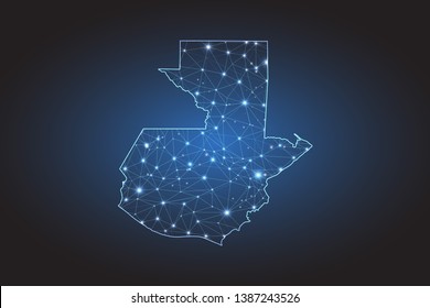 Map of Guatemala - Abstract mash line and point scales on circuit dark background. Wire frame 3D mesh polygonal network line, design sphere, dot and structure. Vector illustration eps 10.