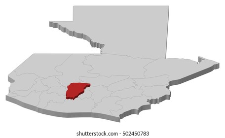 Map - Guatemala, Chimaltenango - 3D-Illustration