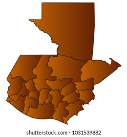 Map of Guatemala - Map of the city and each border separately. Brown Gold eps Vector Illustration 10