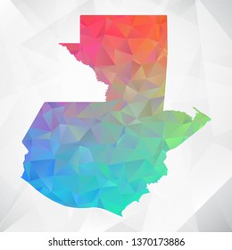 Map of Guatemala. Colorful Geometric Rumpled Triangular , Polygonal Design For Your . Vector illustration eps 10.