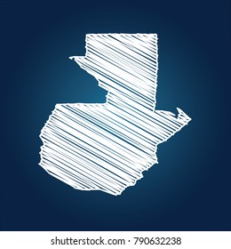 Map of Guatemala, Drawing map on blackboard of Guatemala. drawn on chalkboard with scribbled map of Guatemala can be use for education. vector illustration.