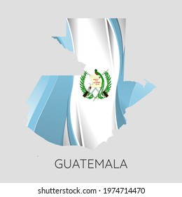 Map Of Guatemala With Flag As Texture Isolated On White Background. Vector Illustration