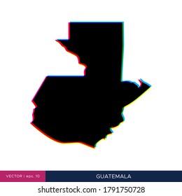 Map of Guatemala in multicolor style on the border vector design template