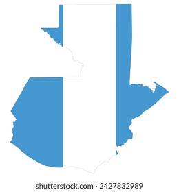 Map of Guatemala with national flag of Guatemala