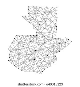 Map of Guatemala from polygonal black lines and dots of vector illustration