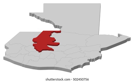 Map - Guatemala, Quiche - 3D-Illustration