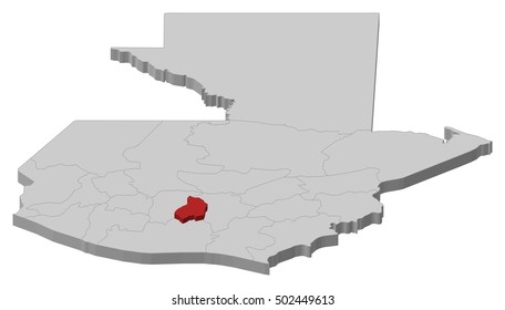 Map - Guatemala, Sacatepequez - 3D-Illustration