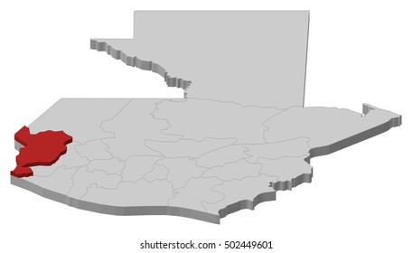 Map - Guatemala, San Marcos - 3D-Illustration