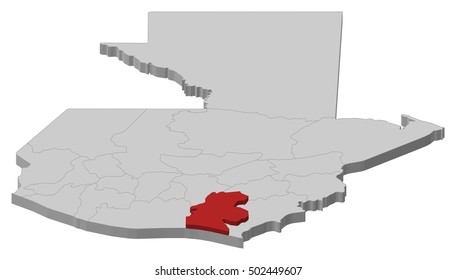 Map - Guatemala, Santa Rosa - 3D-Illustration
