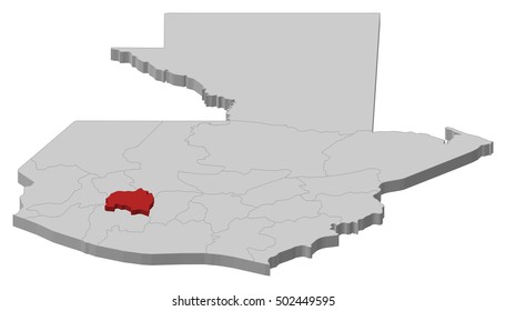Map - Guatemala, Solola - 3D-Illustration