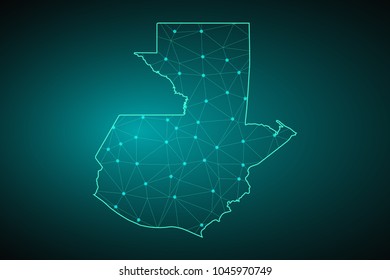 Map of Guatemala. Wire frame 3D mesh polygonal network line, design sphere, dot and structure. Vector illustration eps 10.