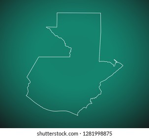 Map of Guatemala,Green map on dark background. Vector illustration eps 10.