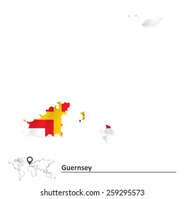 Map of Guernsey with flag - vector illustration