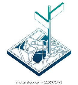 map guide with signaling isometric icon