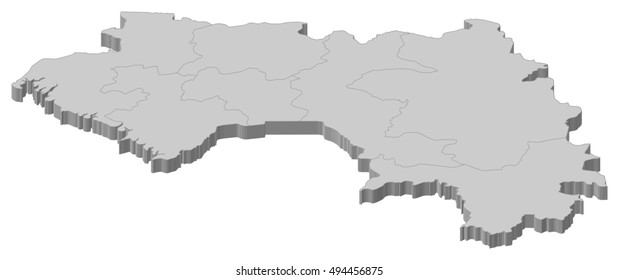 Map - Guinea - 3D-Illustration