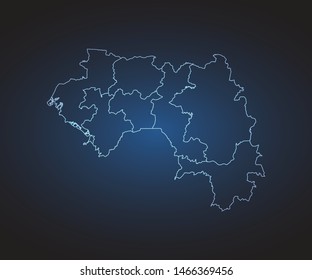 Map of Guinea - Abstract mash line and point scales on circuit dark background. symbol for your web site design map logo, app, ui,Travel. Vector illustration eps 10.