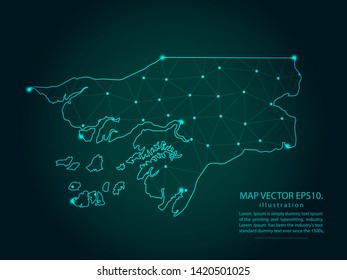 Map of guinea Bissau - Abstract mash line and point scales on dark gradient background. Wire Frame 3D mesh polygonal network line, design sphere, dot and structure. Vector illustration eps 10.