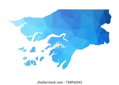 Map of Guinea Bissau - Blue Geometric Rumpled Triangular , Polygonal Design For Your . Vector illustration eps 10.