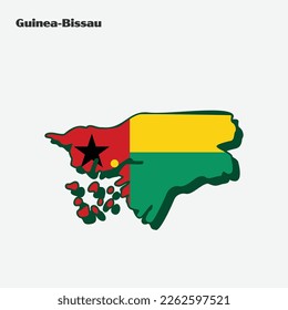 Map of Guinea Bissau flag shape. Vector illustration. Eps 10