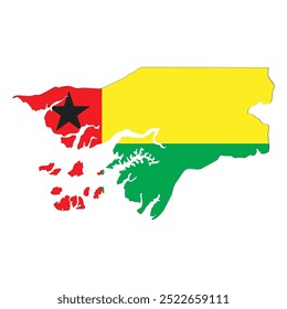 Map of Guinea Bissau with flag, vector illustration