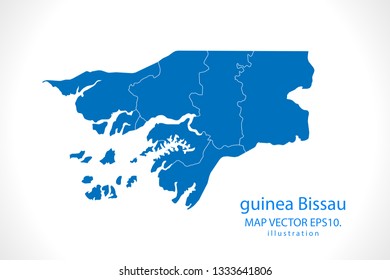 Map of guinea Bissau - High detailed blue map on white background. Abstract design vector illustration Eps 10