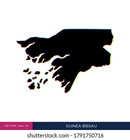 Map of Guinea Bissau in multicolor style on the border vector design template