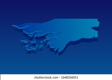 map of Guinea Bissau on blue background. Vector modern isometric concept greeting Card illustration eps 10.