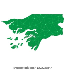 Map of Guinea Bissau from Polygonal wire frame low poly mesh,Guinea Bissau map Vector Illustration EPS10.