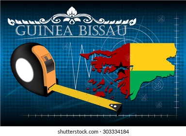 Map of Guinea bissau with ruler, vector.