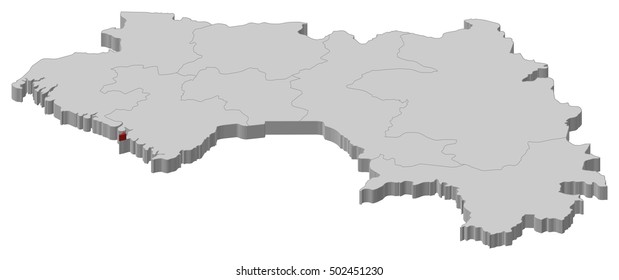 Map - Guinea, Conakry - 3D-Illustration